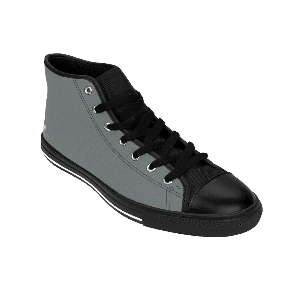 Ash Grey Men's High-top Sneakers, Solid Grey Color Minimalist Designer Tennis Running Shoes (US Size: 6-14)