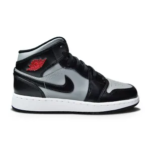 Juniors Nike Air Jordan 1 Mid - 554725 096 - Black Gym Red Particle Grey