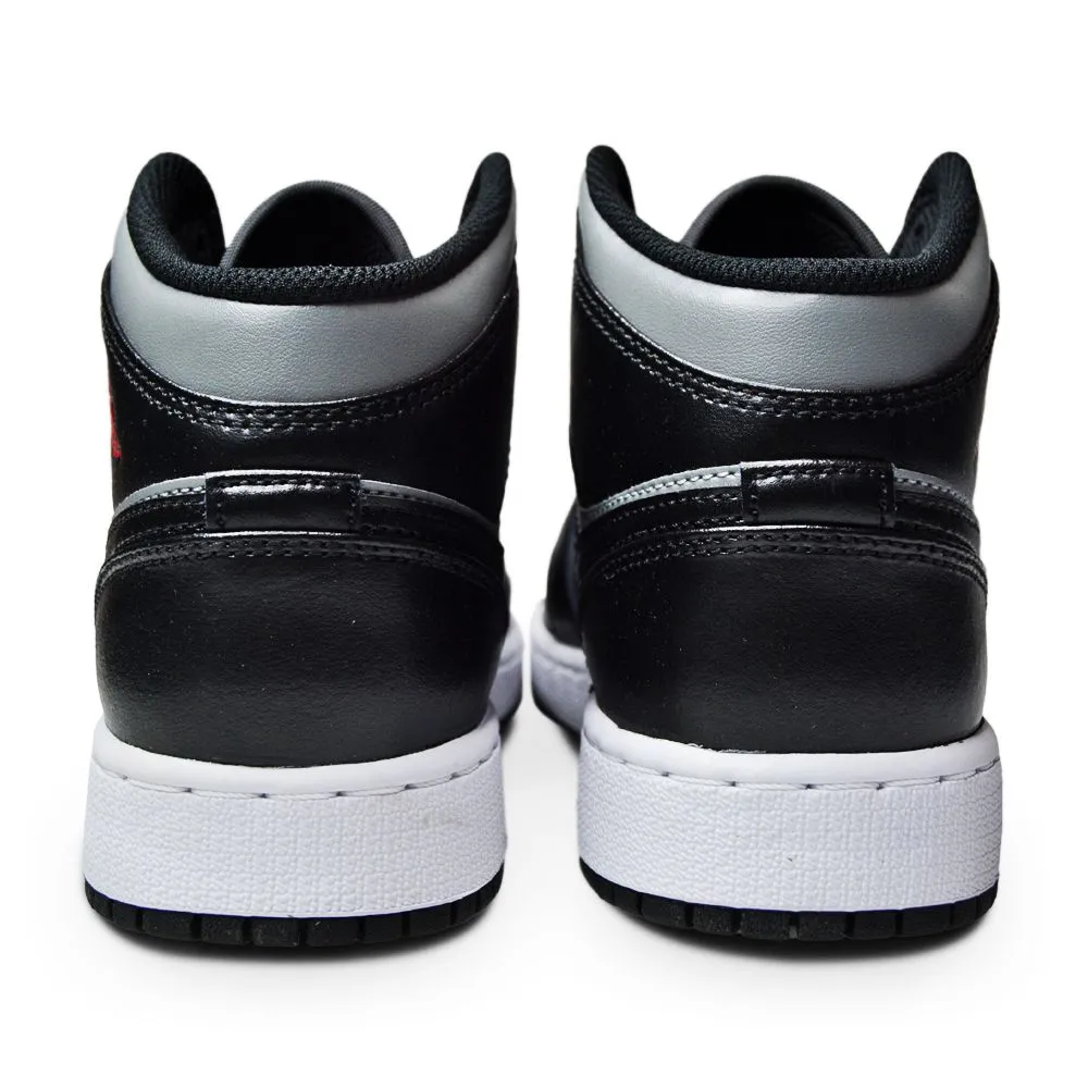 Juniors Nike Air Jordan 1 Mid - 554725 096 - Black Gym Red Particle Grey