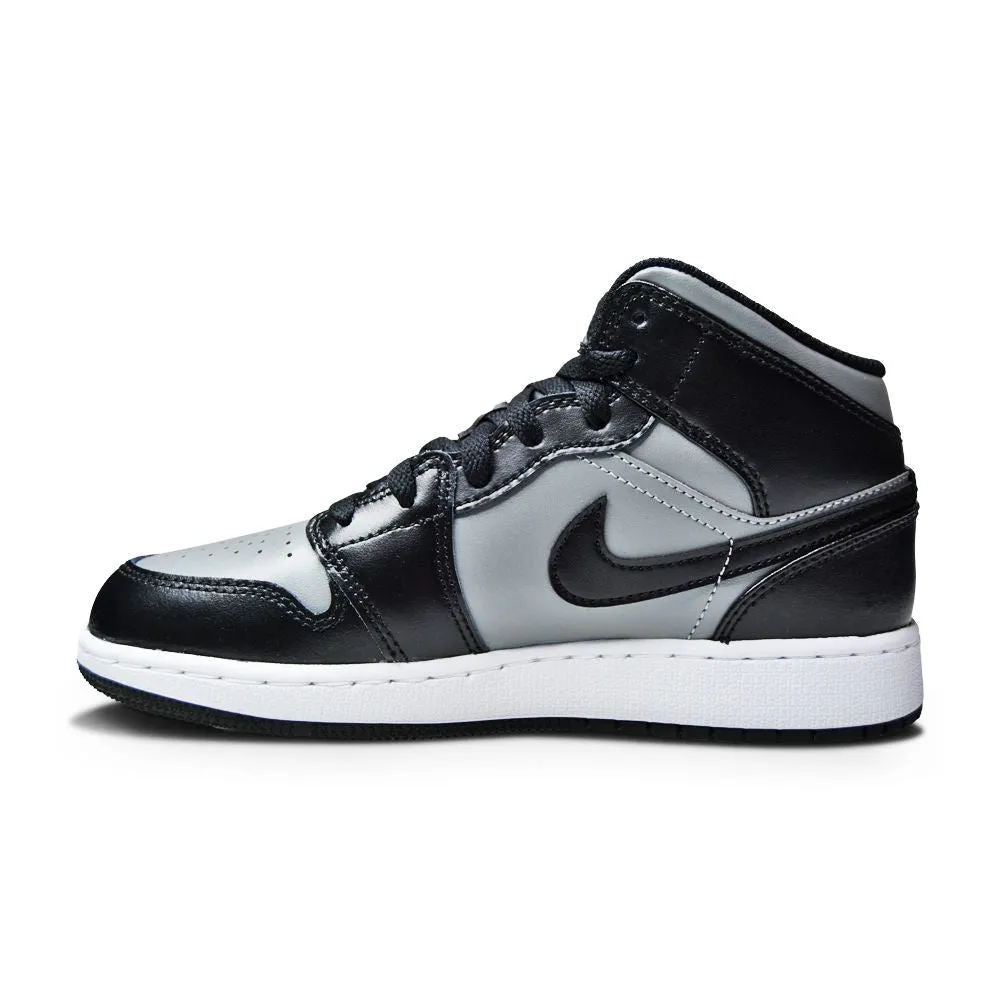 Juniors Nike Air Jordan 1 Mid - 554725 096 - Black Gym Red Particle Grey