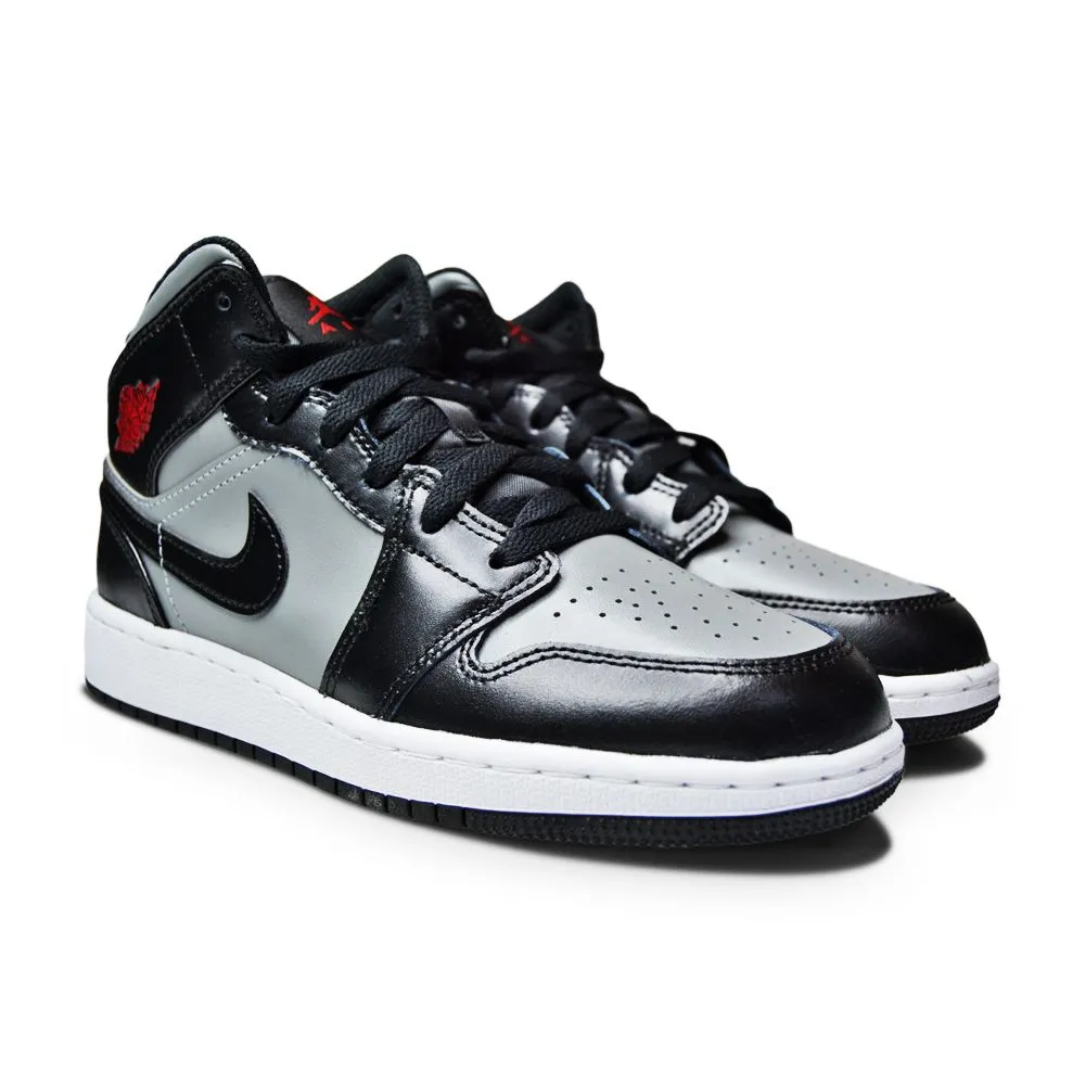 Juniors Nike Air Jordan 1 Mid - 554725 096 - Black Gym Red Particle Grey